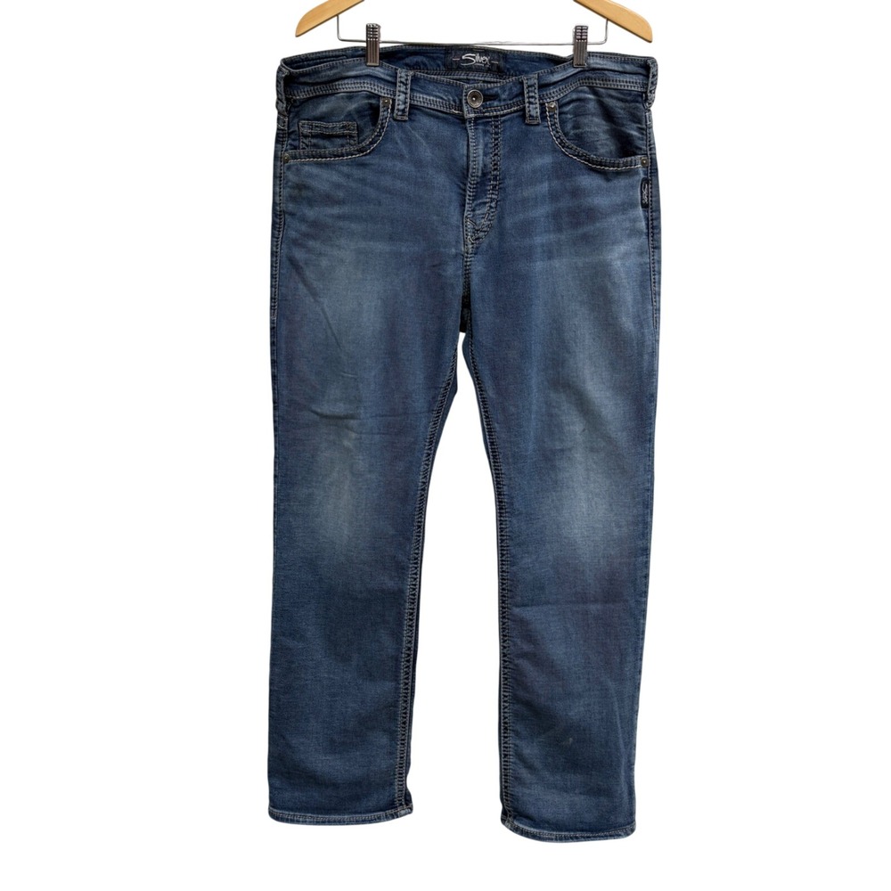 Silver Jeans Co Grayson Easy Fit Straight Leg Blue Denim Jeans Mens 38x32 M33314